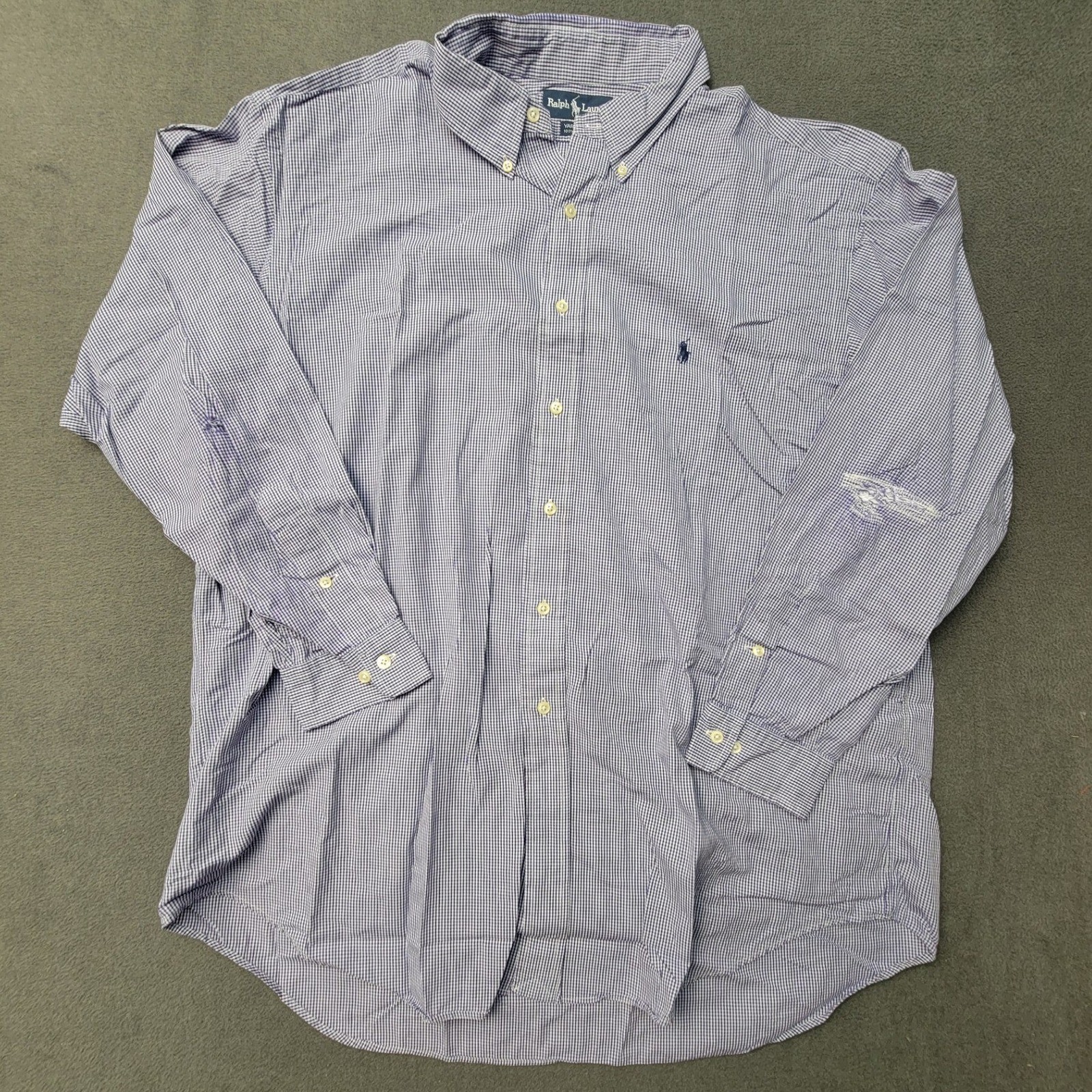 Ralph Lauren Yarmouth Men-18 34/35 Purple Gingham Button Up Shirt Long Sleeve