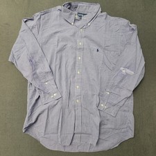 Ralph Lauren Yarmouth Men-18 34/35 Purple Gingham Button Up Shirt Long Sleeve
