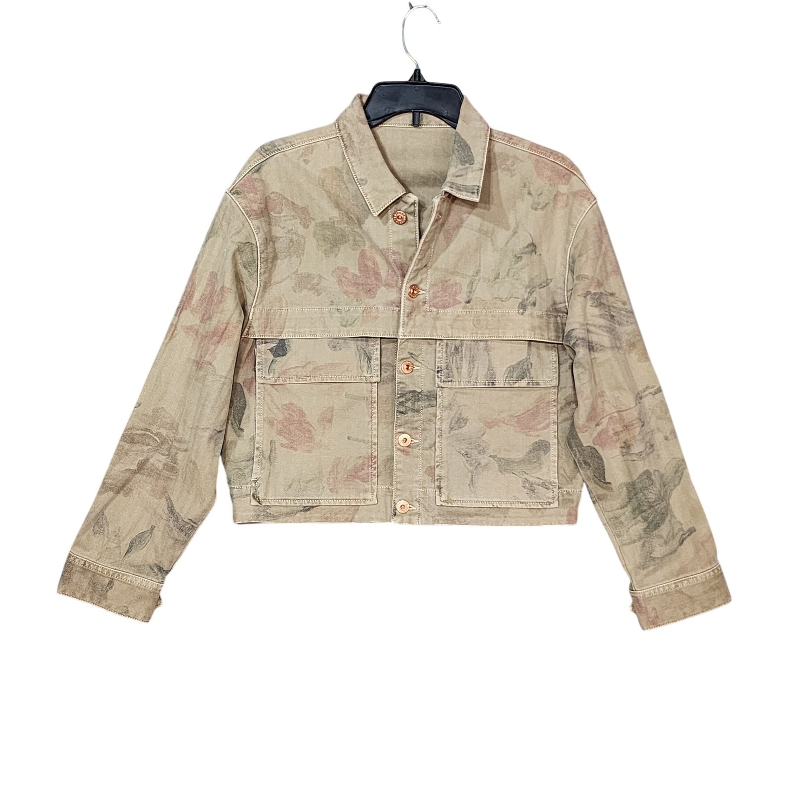 Strom Denim Adriano Goldschmied Militant Cropped Trucker Jacket Floral Camo SM