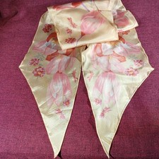 100 Silk Mulberry Satin Scarf Women Neckerchief Floral Pink Flower