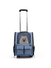 2-In-1 Pet Cat Carrier Trolley Bag Wheels Airline Approved Travel