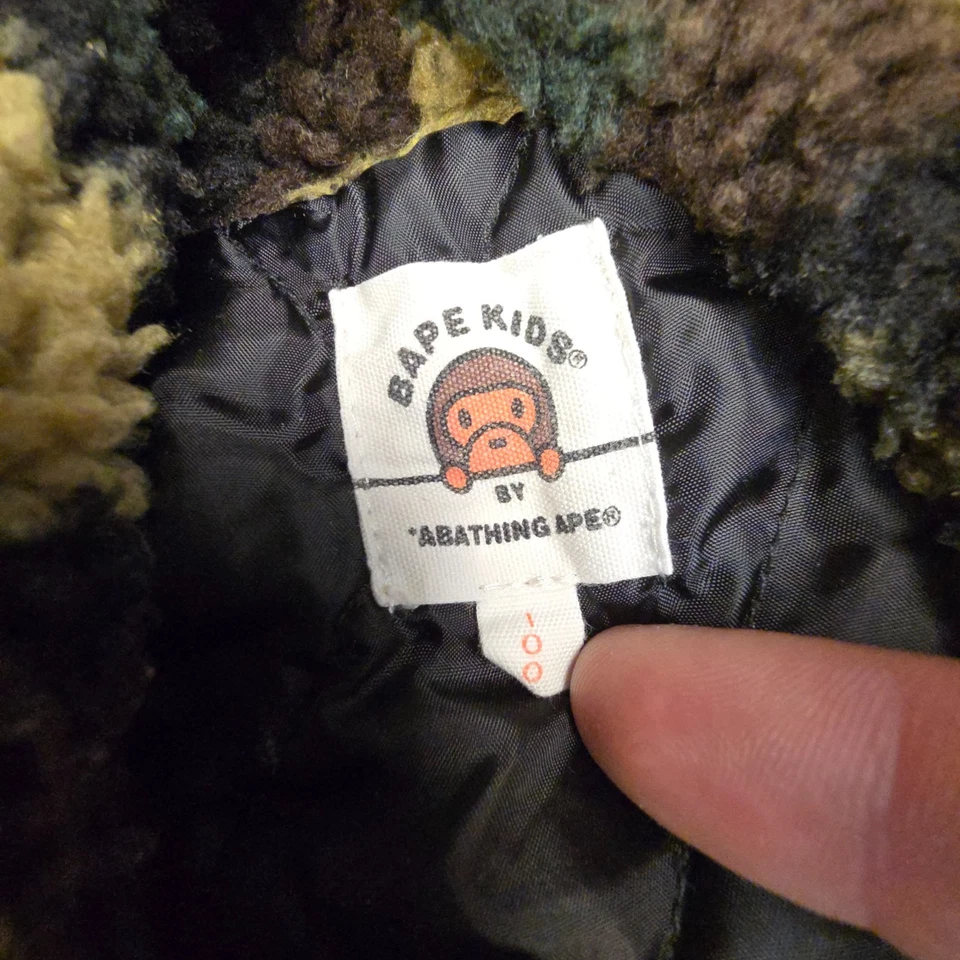 Купание обезьяны куртка Kids 3-4 лет зеленый камуфляж акула BAPE AAPE толстовка с капюшоном размер 3-4Y - Изображение 4 из 4