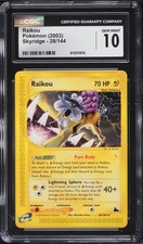 CGC 10 - Gem Mint Raikou 28/144 Skyridge Non-Holo Pokémon WOTC E-Reader 2003 on eBay