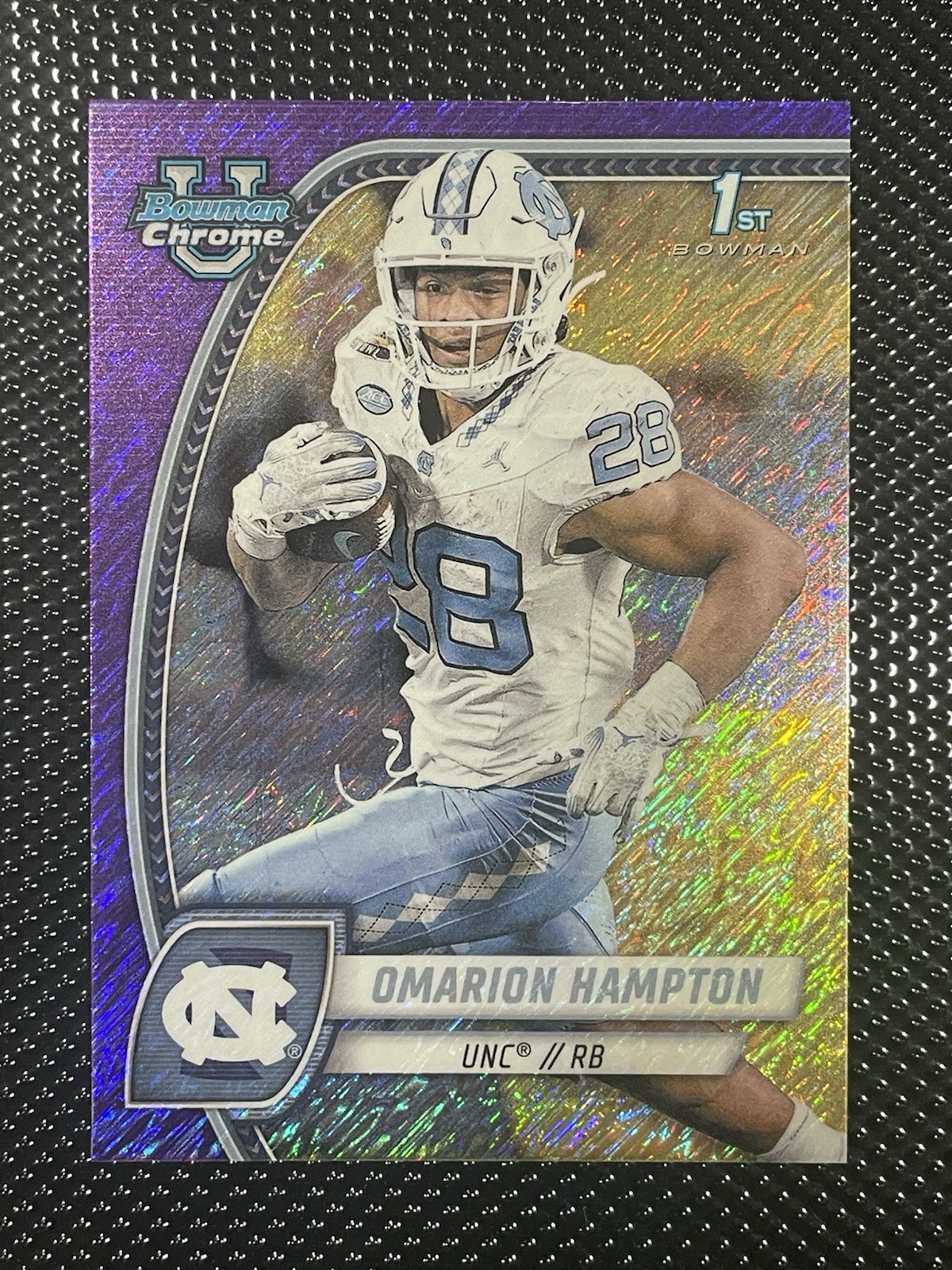🔥2024 Bowman Chrome U Omarion Hampton #198 1st Bowman Purple Shimmer UNC🔥