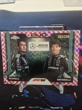 2025 Topps Chrome F1 Duo Kimi Antonelli George Russell Pink Checker Flag /250