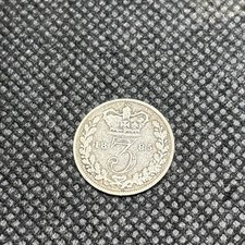 1885 Queen Victoria Sterling Silver Threepence Three Pence 3p 3D #128