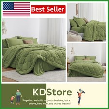 Cozy Olive Green 5-Piece Twin XL Comforter Set - Ultimate All-Season Comfort