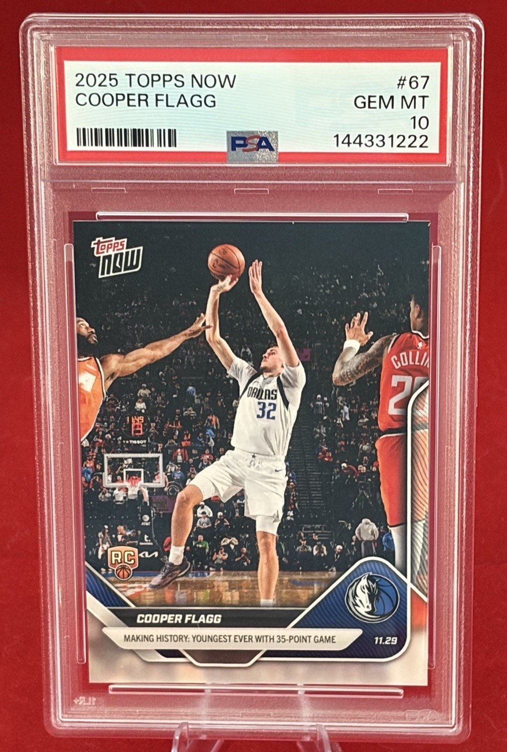 2025 TOPPS NOW #67 COOPER FLAGG RC PSA 10 - Youngest to a 50 Point Game!