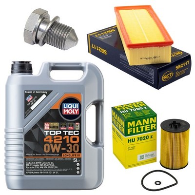 Motoröl Filter Set 0W-30 5 Liter + Ölablassschraube für Audi Q3 Seat Skoda VW 