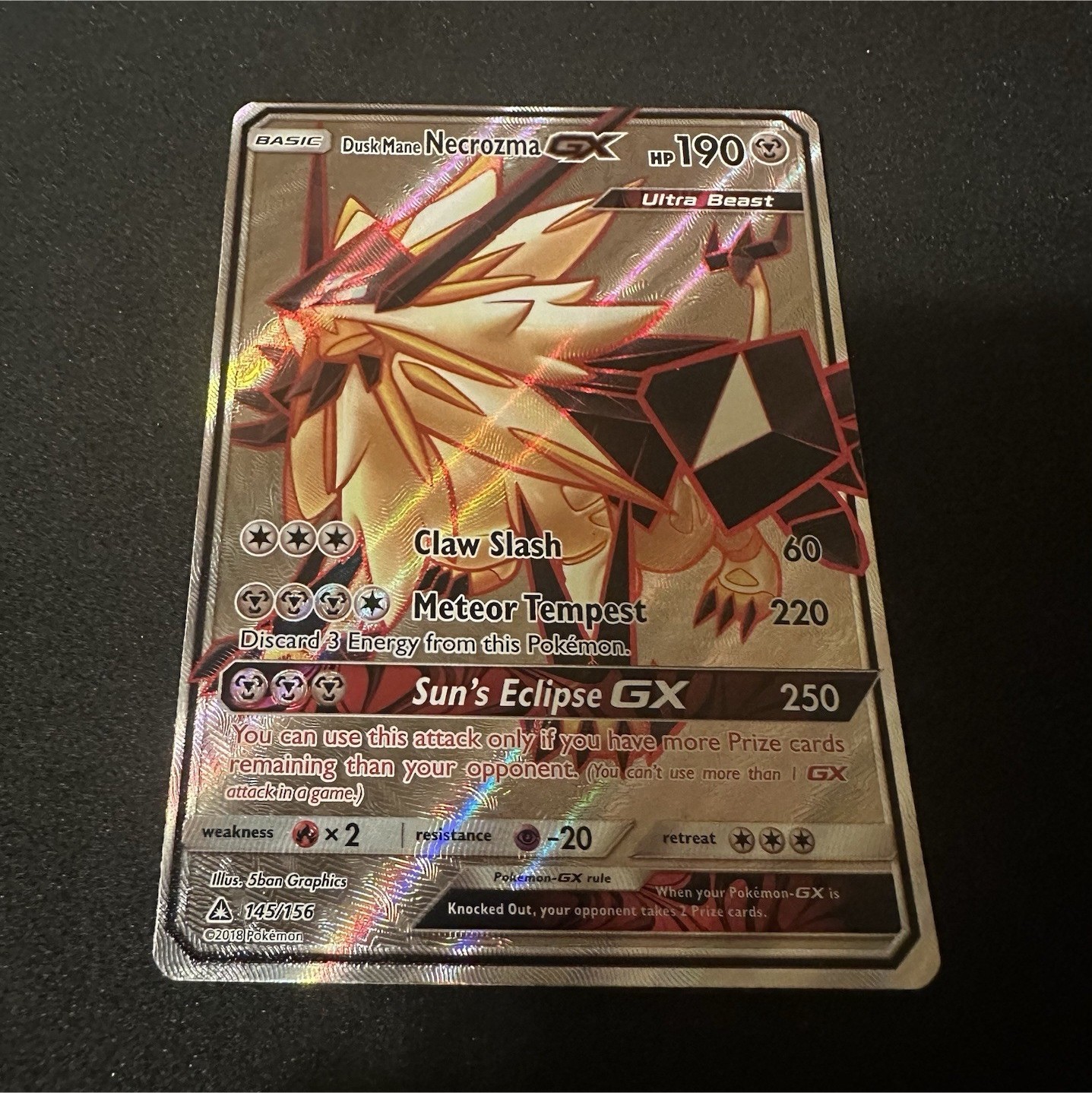Dusk Mane Necrozma GX Full Art Sm-Ultra Prism 145/156 NM