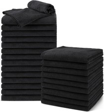 Salon Towels 24 Pack, Microfiber Barber Bulk, 16x29 24PK, Black