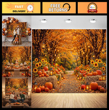 7x5 ft Fall Photo Backdrop - Autumn Harvest Background with Pumpkins  Sunflower
