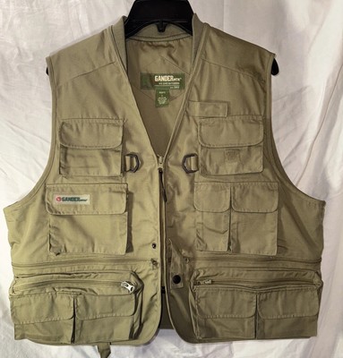 Gander Mountain Men s Large Green Fishing Vest Pockets Hiking Gorpcore, Dad