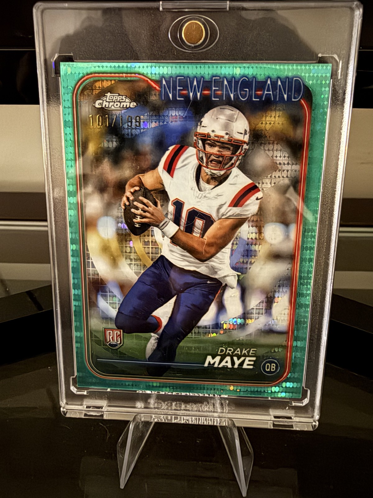 2024 Topps Chrome - Rookies Drake Maye #203 Aqua Sonar Refractor /199 (RC)