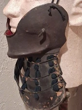 Edo Period  Iron Menpo Samurai Armor Face Mask Antique Japanese Hanbo