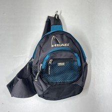 Vintage HEAD Sling Bag Unisex Black Blue Mono One Strap Crossbody Y2K 00s Urban