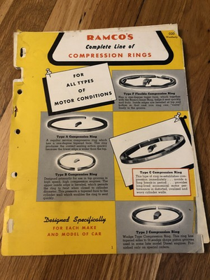 #ad Vintage Ramco’s Complete Line Of Compression Rings Weatherly 020 1930’s 1950’s $40.00