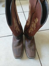 Mexico Brown Leather Square Toe Floral Cowgirl Boots Womens 7.5 Mex 25