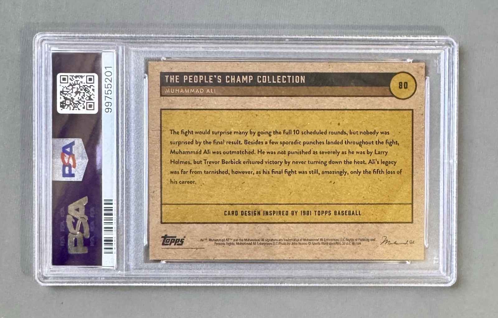 2021 Topps Muhammad Ali The People's Champ #80 Final Match - Silver /5, PSA 9 view 3