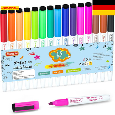 Magnetische Whiteboard-Marker | 15 Farben mit Radierer
