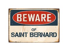 Beware Of Saint Bernard 8" x 12" Vintage Aluminum Retro Metal Sign VS365