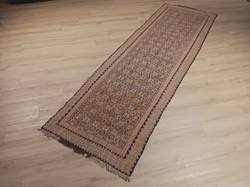 ESTATE Ca. 1980 10' RUNNER Allover Pattern Handmade Kilim Flat Wool Rug 582979 - Picture 2 of 12