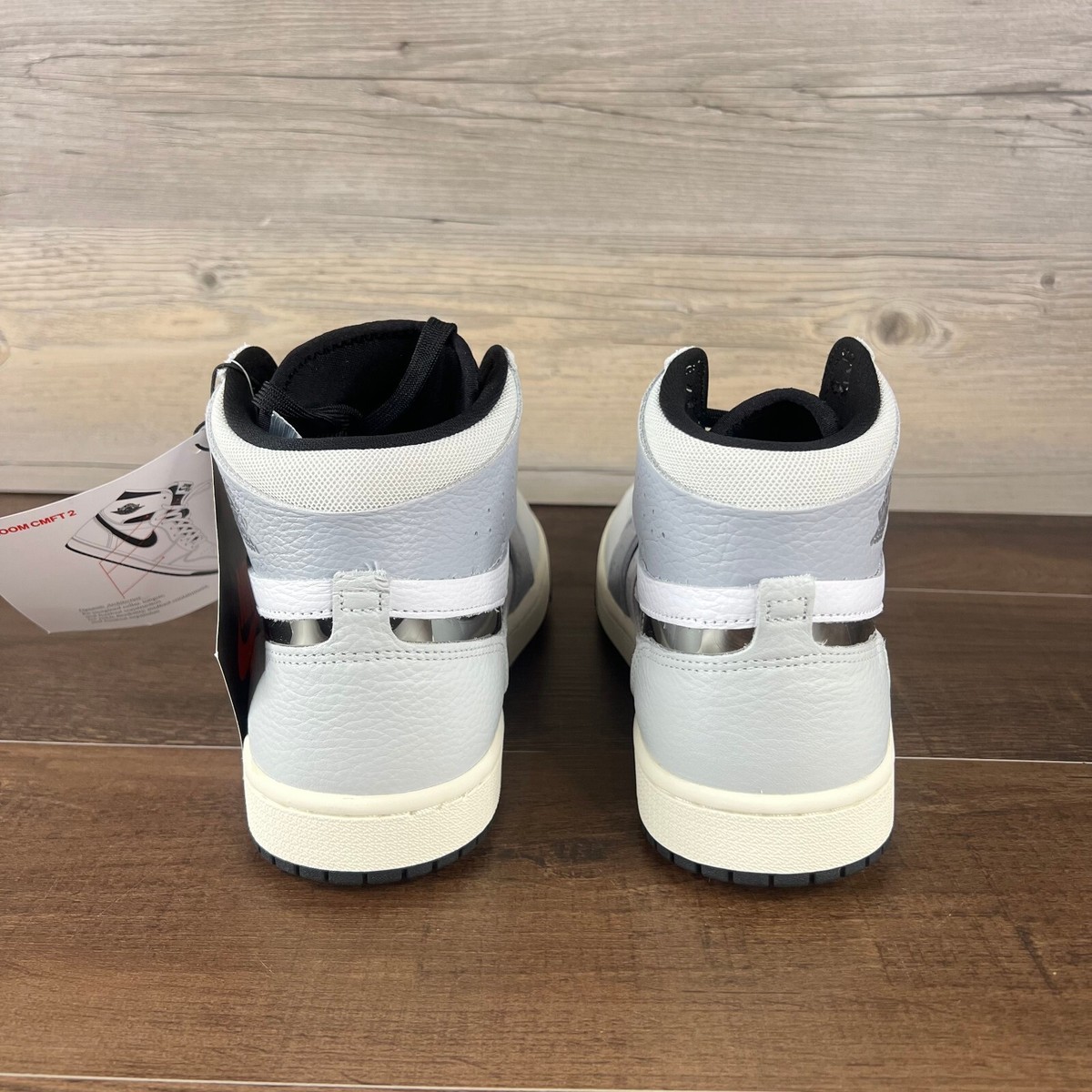 Nike Air Jordan 1 Chrome Swoosh Womens Size 9.5 White Metallic