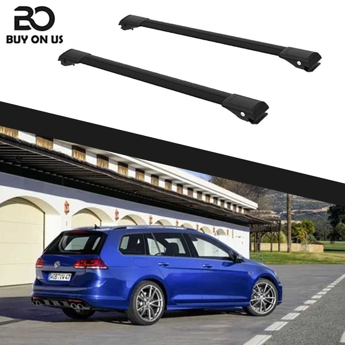 To fits Volkswagen Golf R Variant 2015 2017 Cross Bars Roof Rack Black Set