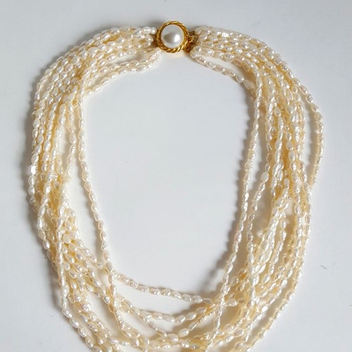 Gargantilla Keshi Arroz Genuino Perlas De Colección 9 Soporte Oro Vermeil 17" Difícil de Encontrar - Imagen 3 de 15