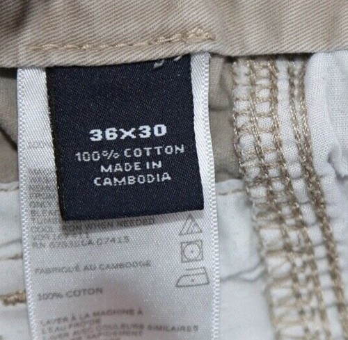 Pantalones chinos delanteros planos para hombre Nautica con solapa de bolsillo beige talla 36x30 (MSR 36x28) - Imagen 7 de 10