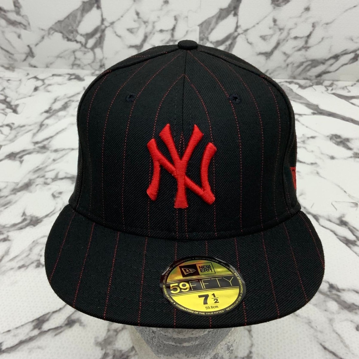 New Era Cap MLB NY Yankees Black | Red Pinstripes 59FIFTY | eBay