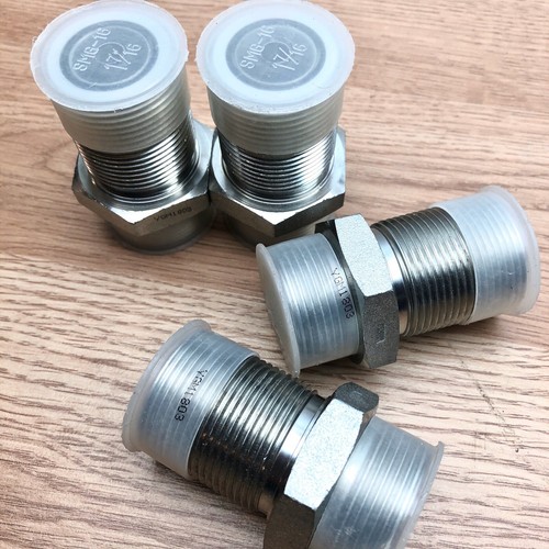 LOT OF 4 BRENNAN 1-7/16 YGM1803 STEEL BULKHEAD UNION O-RING FACE FITTING SEAL - Picture 4 of 7