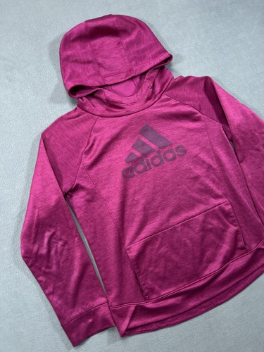 Adidas Girls XL 16 Hoodie Purple Sweatshirt Spell Out Logo Long Sleeve Teen - Picture 6 of 11