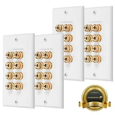 Coupler Type Gold Plated Copper Banana Binding Post Wall Plate for 4 Speakers
