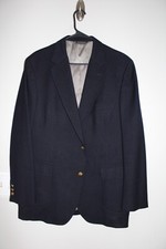 VINTAGE NAVY-BLUE LANDS' END 100 WOOL GOLD METAL BUTTON BLAZER JACKET sz 42R