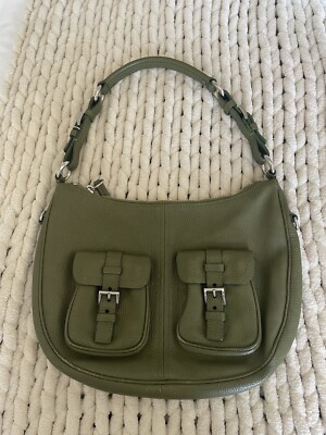Prada Vitello Daino Leather Hobo Bag Army Green | eBay