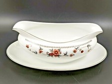 Sheffield Anniversary Porcelain Fine China Gravy Boat Attached Underplate