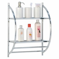 2 Tier Chrome Bathroom Wall Shelf Unit Rack With Towel Rail Holder 2 Tier Chrome Bathroom Wall Shelf Unit