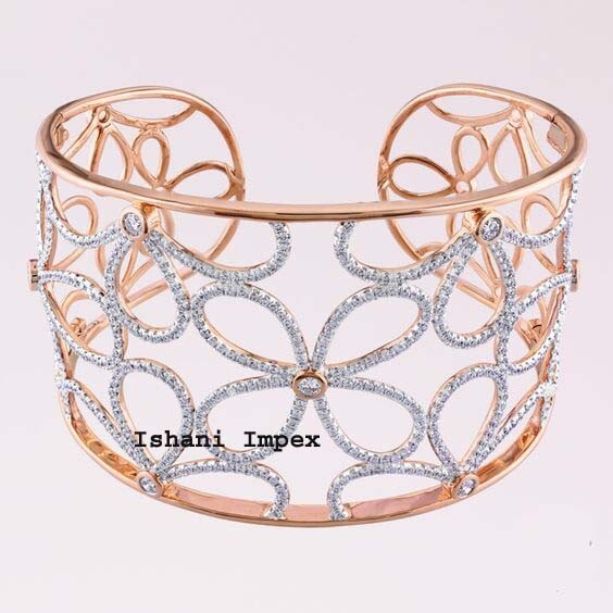 Bangle Jewelry Natural Rosecut Diamond & 925 Sterling Silver Victorian Bangle-image