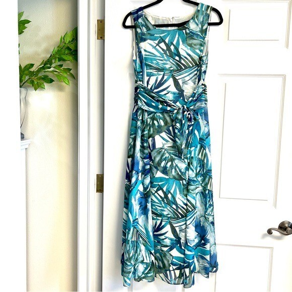 EVAN PICONE Black Label Women's June Opal Chiffon Tropical midi dress size  8 | eBay