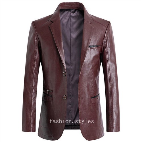 Herren Einreiher Jacke Business Freizeit Slim Fit 2 Knöpfe Mäntel Mode Tops - Bild 23 von 28