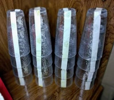 GLASSES PLASTIC TALL  DRINKING, TUMBLER SETS OF 4 CLEAR - NEW, SEALED