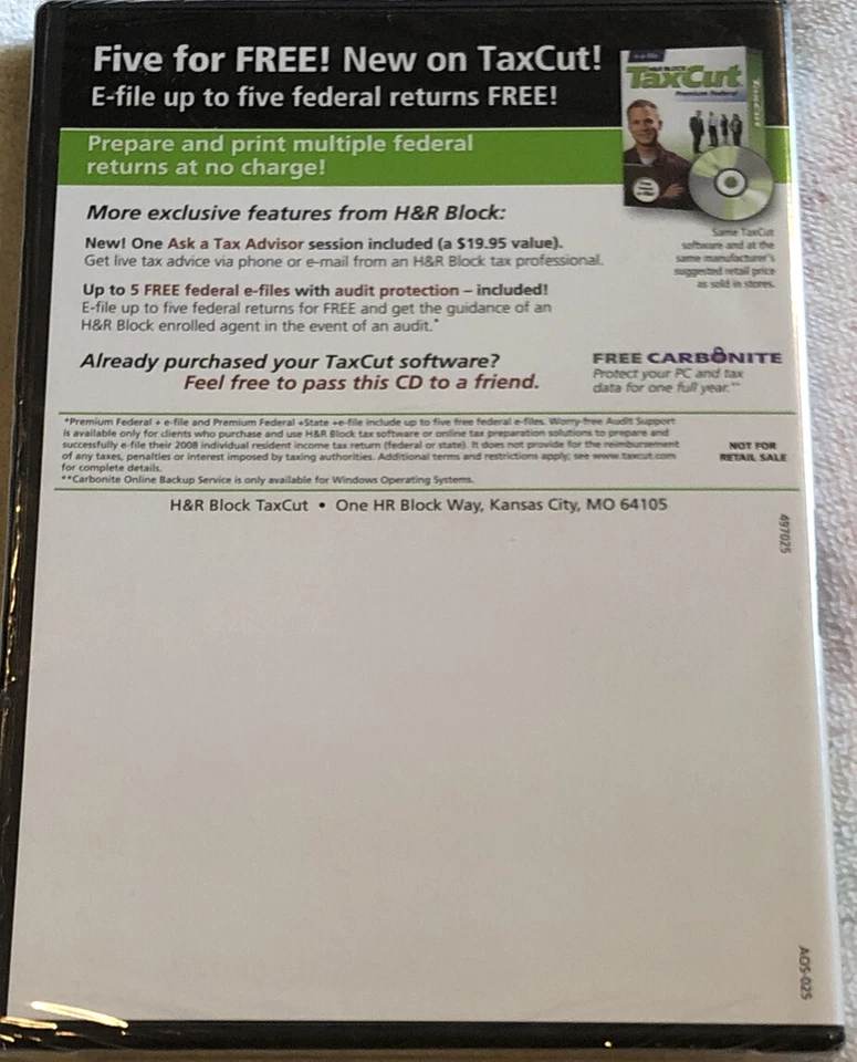 NEW H&R Block At Home (CD, 3) NEW AND SEALED - Image 2 of 2