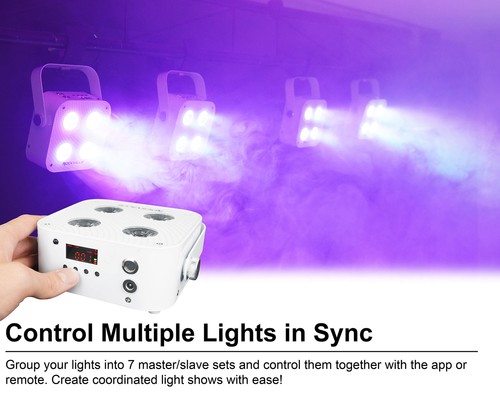 Rockville 4 PACK MINI IR4 White DJ/Party Par Wash Up Lights+Wireless DMX+App+Bag - Picture 6 of 11