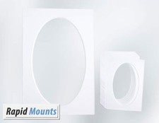 5 Pack Oval Mounts  for Pictures / Photo frames- White core board. Various Sizes