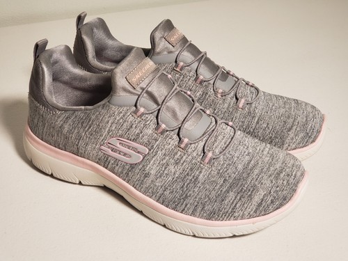 Skechers Summit Damen-Sportschuhe Turnschuhe Quick Getaway US-Größe 8 grau/hellrosa - Bild 3 von 18