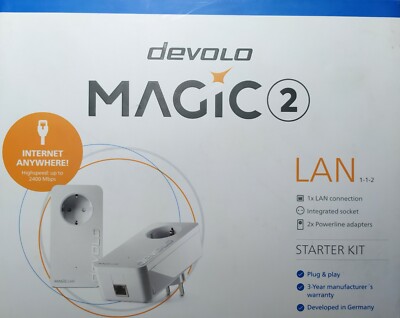 Devolo Magic 2 LAN Starter Kit 1-1-2,Set aus 2 LAN Adaptern 2400Mbit/s UMVERPACK