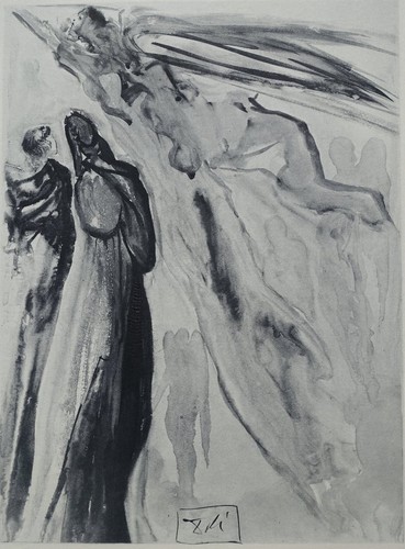 Salvador DALI : Apparition l'ancêtre, GRAVURE original signée, DIVINE COMEDIE