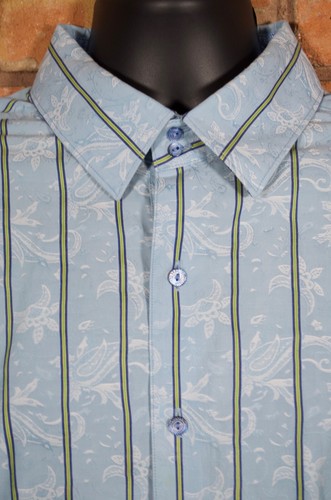 Robert Graham blau gewebt gestreift Paisley Flip Manschette Sport Hemd Herren 2XL - Bild 6 von 12