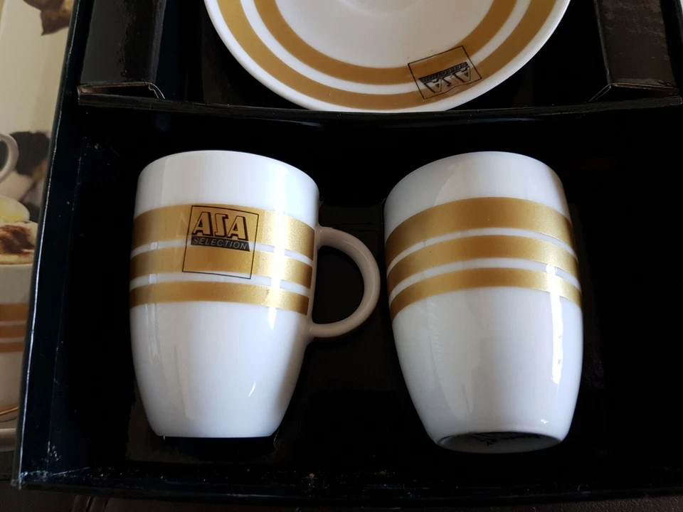 ASA GLAMOUR Porcelain Espresso cups set of 2 white/gold in box - Image 2 of 4